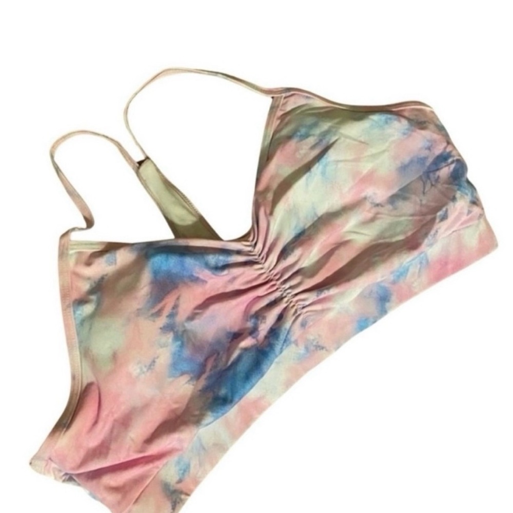 Pink and Blue Tie-Dye Bikini Top